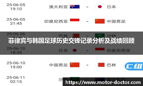 菲律宾与韩国足球历史交锋记录分析及战绩回顾